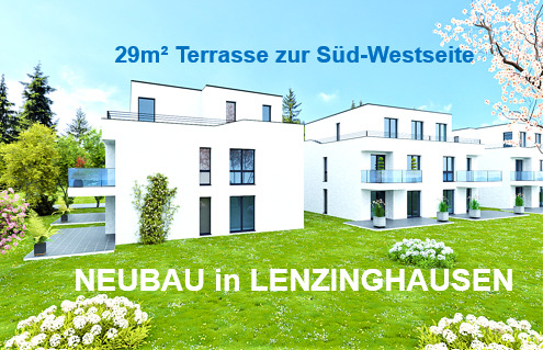 83m² Neubau- ETW. - NEUBAU- TERRASSEN- WHG. mit privatem Gartenanteil zur Eigennutzung in Lenzinghausen.