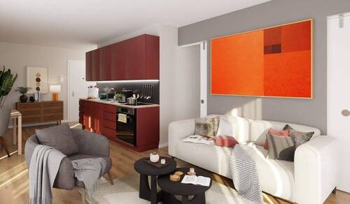 Heller Wohnbereich dank bodentiefer Fenster - Einzige 1,5-Zimmer-Ferienwohnung im Quartier