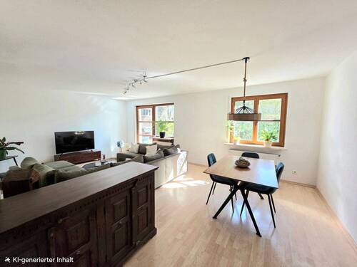 Helles, geräumiges Wohnzimme - 4 Zimmer Etagenwohnung in Oberhaching