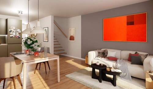 Offener Wohnbereich - 4-Zi.-Maisonettewohnung, Terrasse mit Garten und zwei Bäder