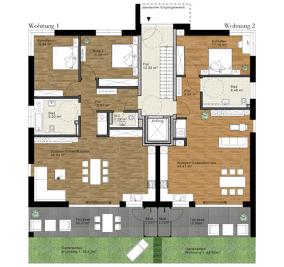 EG_Wohnung 1+2.png - Etagenwohnung mit 112,30 m² in Sigmaringen zum Kaufen