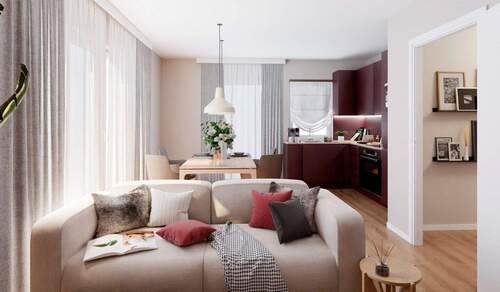 Gemütliches Wohnzimmer mit offener Küche - 