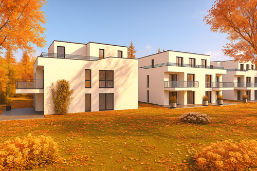 Westansicht - EH40 NEUBAU. 3 Zi. mit Balkon zur Westseite. Übergabe ab April 2026