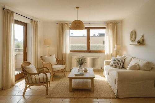 Wohnzimmer_Einrichtung beispielhaft - Attraktives Angebot: 4,5-Zimmer-Wohnung mit Balkon, charmant, großzügig und familienfreundlich!