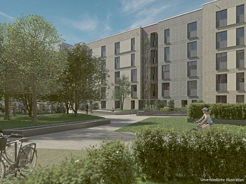 Unverbindliche Illustration: Blick auf Innenhof Haus 2 - 4 Zimmer Etagenwohnung in Stuttgart