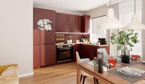 Die offene Küche im Wohn- und Essbereich - 3 Zimmer Etagenwohnung in Zossen