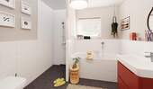 Das moderne Badezimmer mit bodengleicher Dusche un - Etagenwohnung mit 76,20 m&sup2; in Zossen zum Kaufen