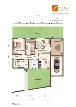 GR Erdgeschoss visuell als 2D Ansicht aufbereitet. - 