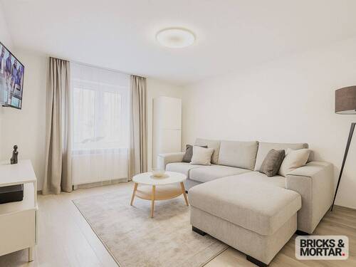 Wohnzimmer (Einrichtung mit KI verändert) - 2 Zimmer Etagenwohnung zum Kaufen in Augsburg / Haunstetten