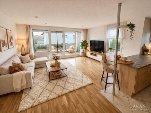 Wohnzimmer KI eingerichtet - Etagenwohnung mit 79,00 m&sup2; in Illingen zum Kaufen