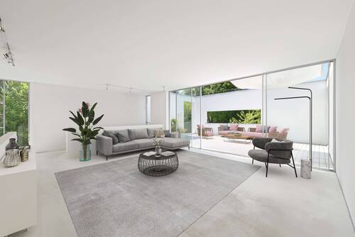 Wohnzimmer_VISUALISIERUNG - Einzigartiges, lichtdurchflutetes Architektenhaus - Ihr ruhiger Rückzugsort im Grünen