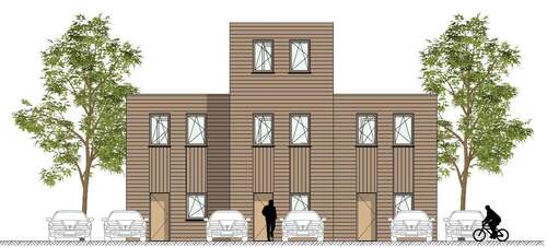 Reihenhaus Frontansicht – auch möglich als Doppelhaus - 