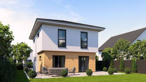 Ansicht Garten Walmdach - Einfamilienhaus mit 131,00 m&sup2; in Carlsberg zum Kaufen