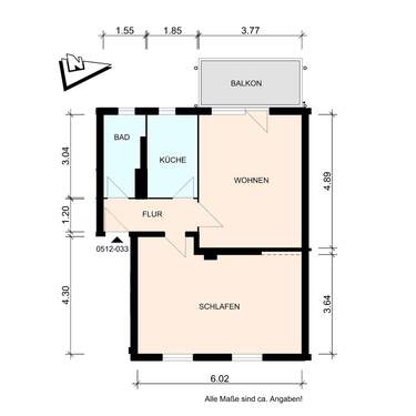 0512-033_GK_057qm_171211.jpg - Gemütliche 2-Zimmer-Wohnung mit Balkon in Elmshorn