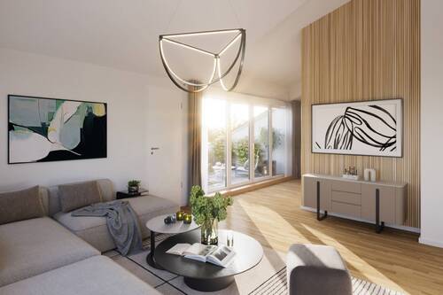 Wohnzimmer_DG Kopie - AIGNER - Energieeffizienz trifft auf Moderne: Dachgeschoss-Neubauwohnung im Herzen Obersendlings