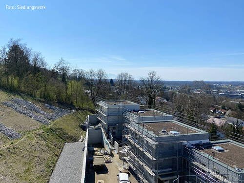 Baufortschritt Haus 9 und 10, mit Fernsicht - Doppelhaushälfte in Ravensburg-Eschach »DHH in Ravensburg Wohnen in der Weißenauer Halde«