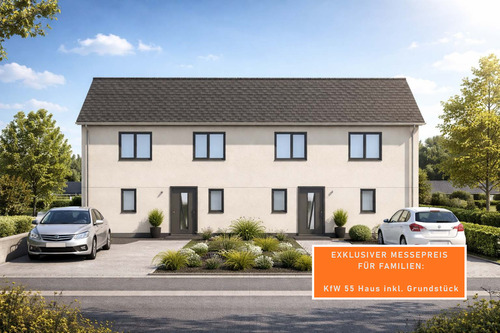 Beispiel Visualisierung - KfW 55 Standard, Preis inkl. Grundstück, Erstbezug! - Moderne Doppelhaushälfte