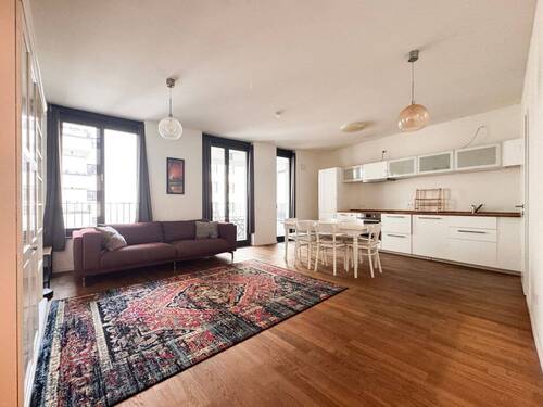 Wohnzimmer - 3-Zimmer-Neubauwohnung mit Balkon nahe Spittelmarkt, Mitte