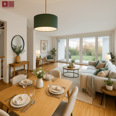 Einrichtungsbeispiel KI Wohn/Ess-Bereich - Schöner Wohnen auf vier Ebenen mit fast 200m² + Garten + Garage - top für Familien und WGs