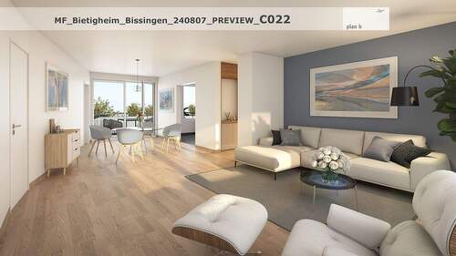 Visualisierung Wohnzimmer - Nachhaltig & kernsaniert - Nahezu Bezugsfertig 4,5 Zimmer in Bissingen.