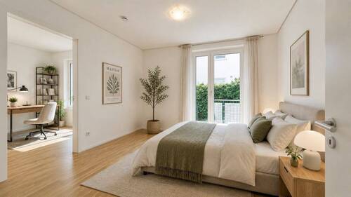 Schlafzimmer möbliert mit Home-Office - 