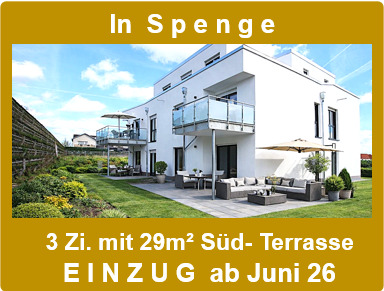 Terrassenwohnung - In SPENGE: 3 Zi. Neubau- ETW. mit 29m² Terrasse & Garten zur alleinigen Nutzung. Einzug ab Juni 26.