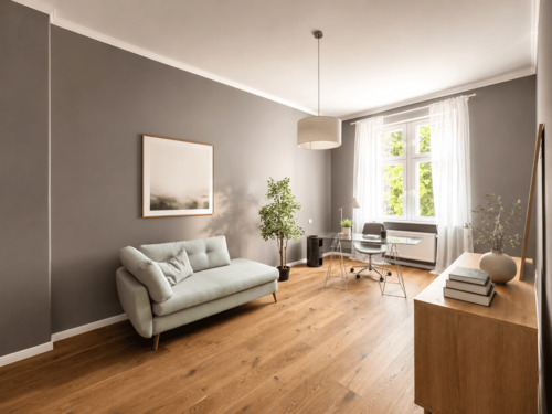 Wohnzimmer - Stilvoll Wohnen im Altbau: mit Balkon, Erker & Parkett