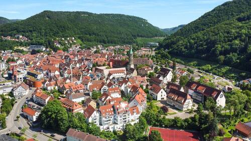 Außenansicht - LOFT-FEELING in Bad Urach: Wunderschöne helle Wohnung mit Terrasse & Ausblick