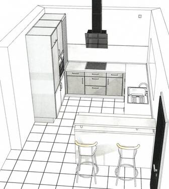 Skizze EBK neu - Doppelhaushälfte mit 140,00 m&sup2; in Neufahrn bei Freising zur Miete