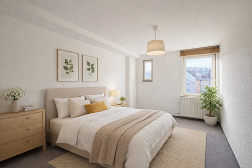 Schlafzimmer (Einrichtung KI generiert) - Etagenwohnung mit 48,00 m&sup2; in Stuttgart zum Kaufen