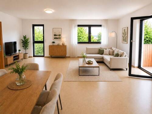 Wohnzimmer - Unverbindliche Visualisierung KI-generiert - 2 Zimmer Etagenwohnung zur Miete in Tamm