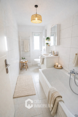 Badezimmer - Etagenwohnung mit 70,80 m&sup2; in Frankfurt am Main zur Miete