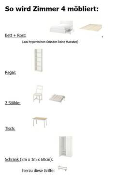 so wird Zimmer 4 möbliert - 1 Zimmer Etagenwohnung in Freiburg