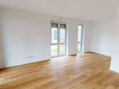 Ansicht II: Wohn- und Esszimmer mit offenem Küchenbereich (Muster) - 3 Zimmer Etagenwohnung zur Miete in Nauen
