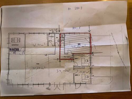 Planskizze - Büro mit 41,80 m&sup2; in Eiselfing zur Miete