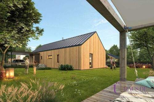 Bungalow 106 Außenansicht 4 mit Logo - Bungalow mit 106,00 m&sup2; in Celle zum Kaufen