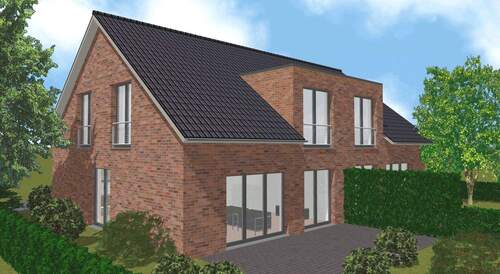 Visualisierung Rückansicht - 4 Zimmer Doppelhaushälfte in Langenberg