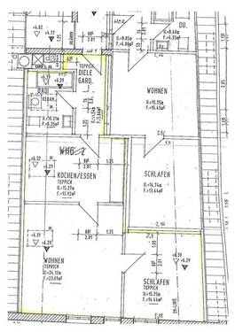 Raumaufteilung, gelb umrandet - 