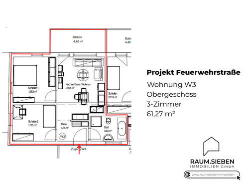 3 - Etagenwohnung mit 61,30 m&sup2; in Lahr/Schwarzwald zum Kaufen