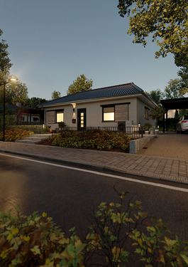 Bungalow-78-Straße-Abend - Bungalow mit 83,00 m² in Groß Santersleben zum Kaufen