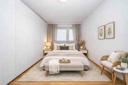 Schlafzimmer - virtuelles Staging - Etagenwohnung mit 71,50 m&sup2; in München zum Kaufen