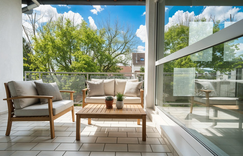 Einladender Balkon (Beispieleinrichtung) - 3 Zimmer Etagenwohnung zum Kaufen in Frankfurt am Main