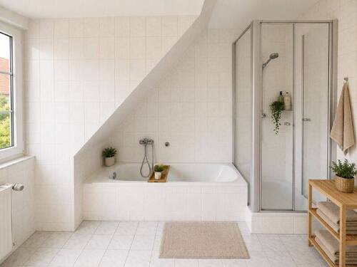 Bad mit Dusche, Wanne - 3 Zimmer Etagenwohnung in Gößnitz