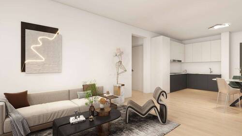 Wohn- und Kochbereich (Visualisierung) - 2 Zimmer Etagenwohnung in Werneuchen