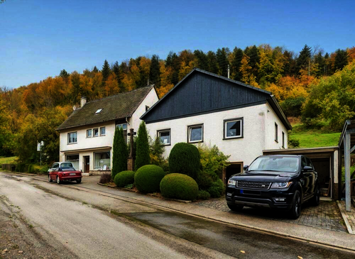 Gebäudeansicht Straße - Vielseitiges Haus mit Garten, Wellness- und Gewerbebereich