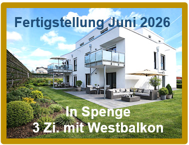 Süd- Westbalkon - In Spenge: Barrierefreie 3 Zi. Whg. mit Süd-Westbalkon. Ferigstellung ab Juni 2026.
