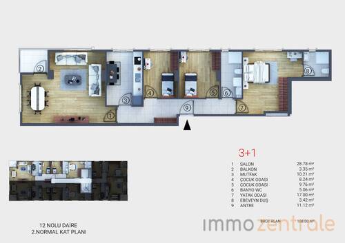 3+1 LINKS(A-B BLOCK) - 4 Zimmer Etagenwohnung zum Kaufen in Istanbul