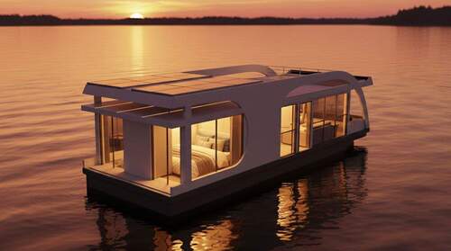 Achterwasser - Sonnenuntergang - Exklusives Hausboot (Wohnyacht) mit Liegeplatz auf Usedom - Premium Ferienimmobilie