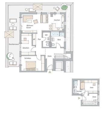 ideal mit weiterem Zimmer in der unteren Ebene - 