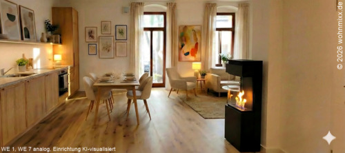 Wohnen / Kochen (Einrichtung KI-visualisiert) - 2 Zimmer Etagenwohnung zur Miete in Chemnitz